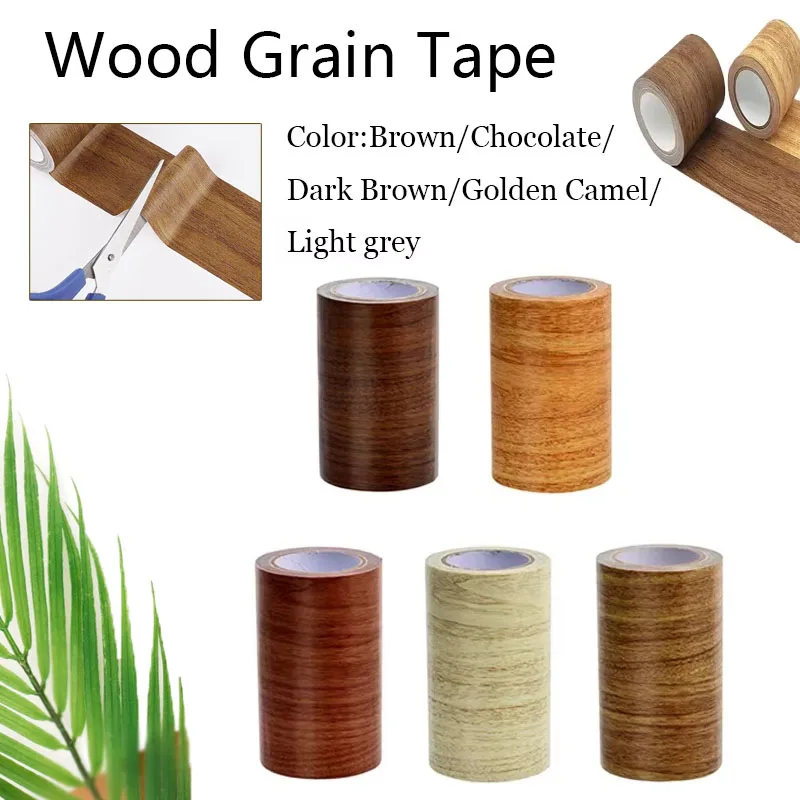 8cmx4.57m Realistic Wood Grain Repair Adhensive Duct Tape Floor Furniture Renovation Skirting Line Sticker Home Decoration Floor