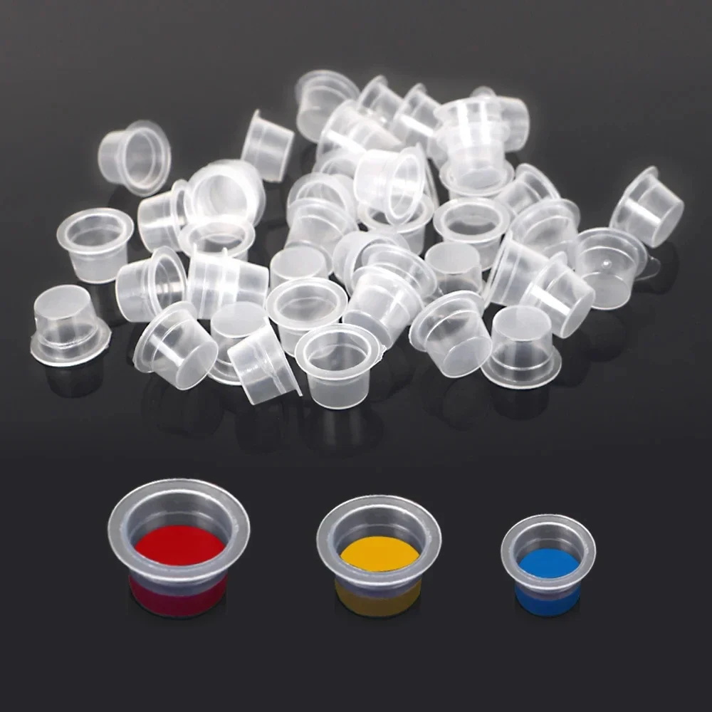 Large Medium Small 100pcs Tattoo Ink Pigment Cup Ring Transparent Microblading Cap Lip Eyebrow PMU Bleaching Supplies Cream