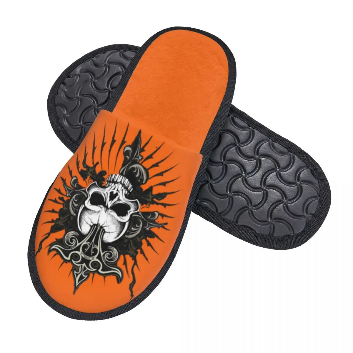 Black Skull Head-1 Men Women Furry slippers fashion Home slippers