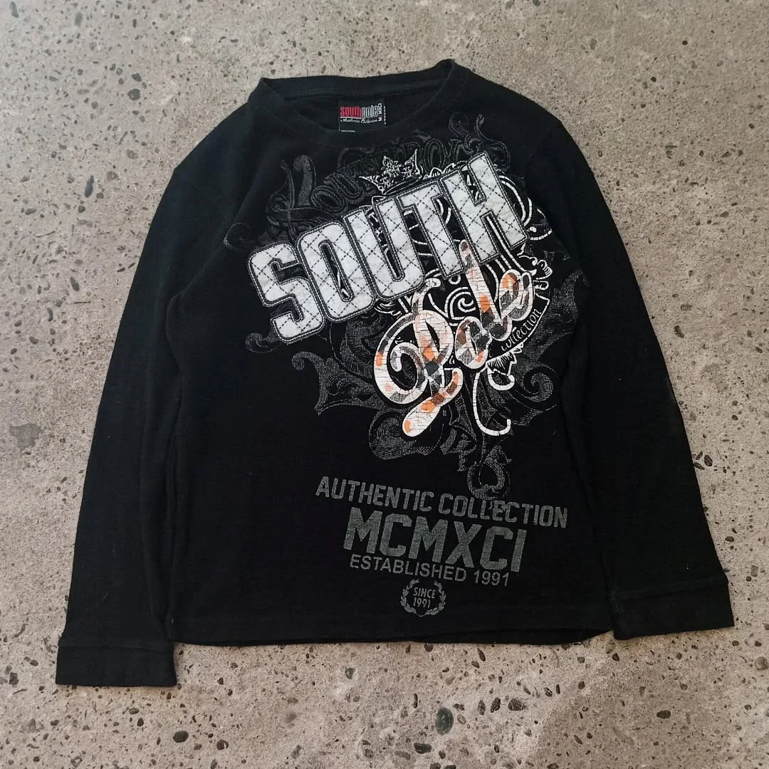 

Ретро Letter Southpole с длинным рукавом Harajuku женская футболка в стиле хип-хоп большого размера мужская с короткими рукавами готическая одежда топы уличная одежда