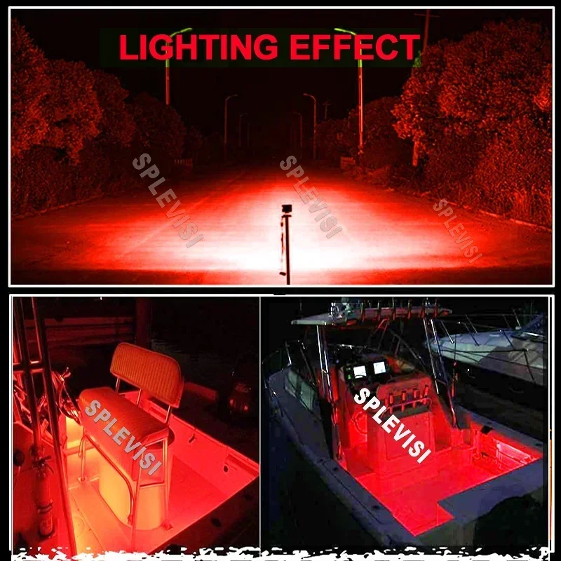 LED Red Pontoon Boat Docking Headlights, Marine Led Light for Kayak Bass Fishing Boat Spreader Light,T-top,Deck,Driving Light