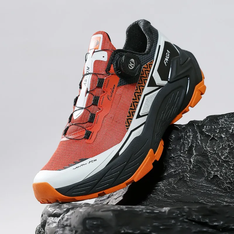 

Professional Trail Running Shoes Men Green Orange Outdoor Sports Shoes Mens Quick Lacing Walking Sneakers Man Non-Slip Gym Shoes