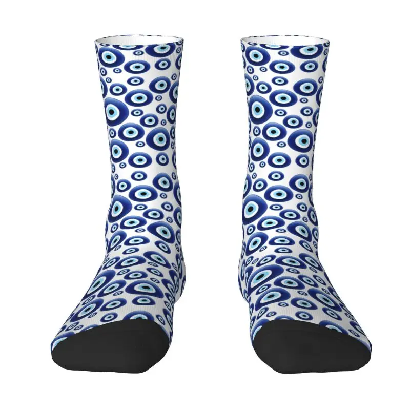 Funny Men's Mediterranean Evil Eye Protection Dress Socks Unisex Warm Comfortable 3D Printed Lucky Charm Amulet Hamsa Crew Socks