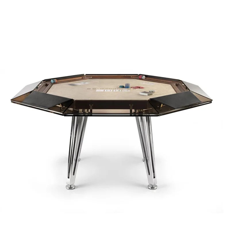 Tempered Glass Poker Table Designer Club Entertainment Chip Table Multiplayer Depu Crystal Chess and Card Table
