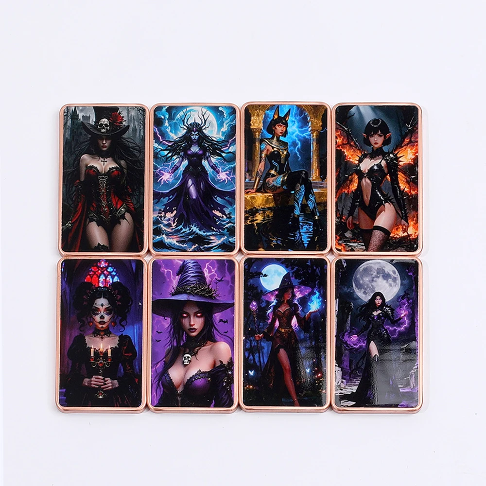 Gothic Witch 1oz Copper Bar Set Full Moon Magic Elf Demon Sugar Skull Dark Sorceress Fantasy Occult Collectible Metal Decor Gift