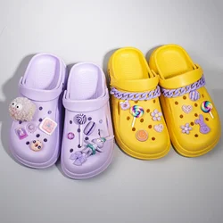 10 PCS/lot Shoe Charms Decoration Buckle Pins Purple small flower bow colorful lollipop Pins DIY Combiation for croc Friend Gift