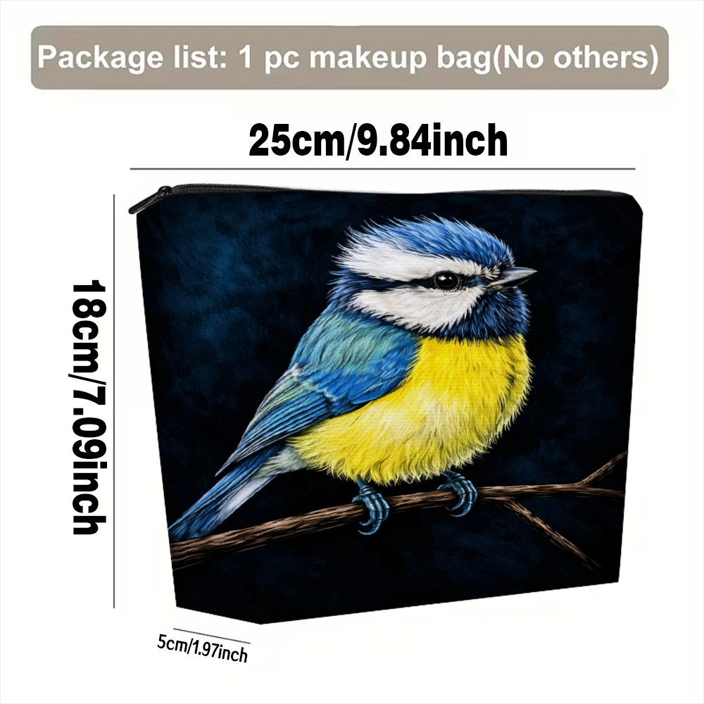 Blue Bird On Branch Pattern Makeup Bags for Girls Cosmetic Pouch Toiletry Bag Pencil Case Travel Storage
