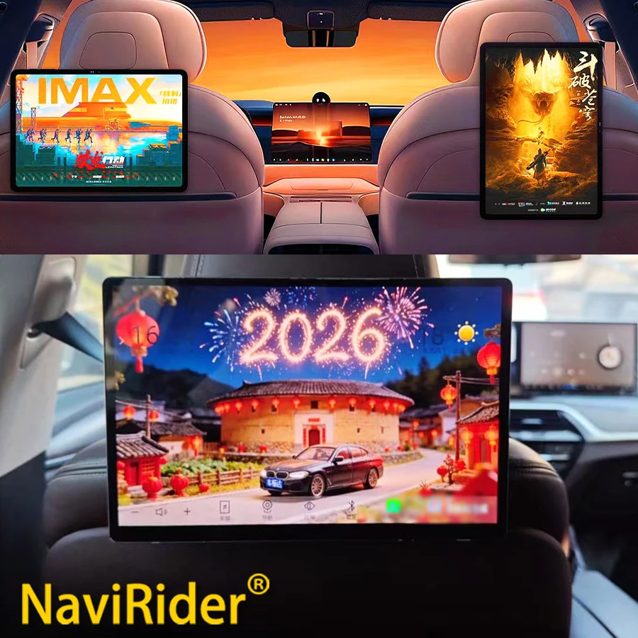 Universal Android Car Rear Seat Headrest Monitor Rotatable Touch‑Screen Multimedia Entertainment Video Player CarPlay 2000×1200