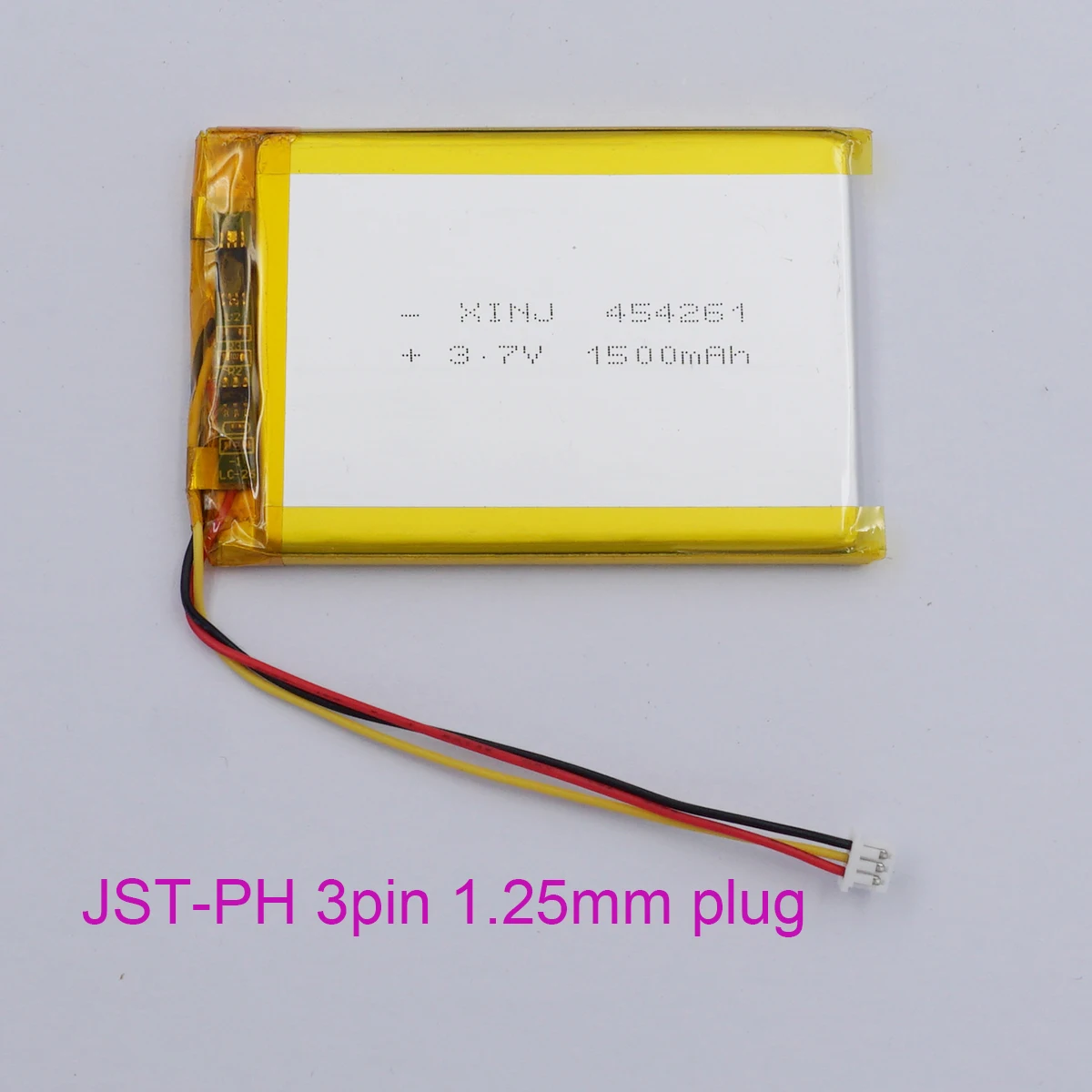 3.7V 1500mAh 5.55Wh JST 3Pin 1.25mm Li-Polymer NTC Thermistor Replacement Li Lipo Battery 454261 For GPS Camera LED