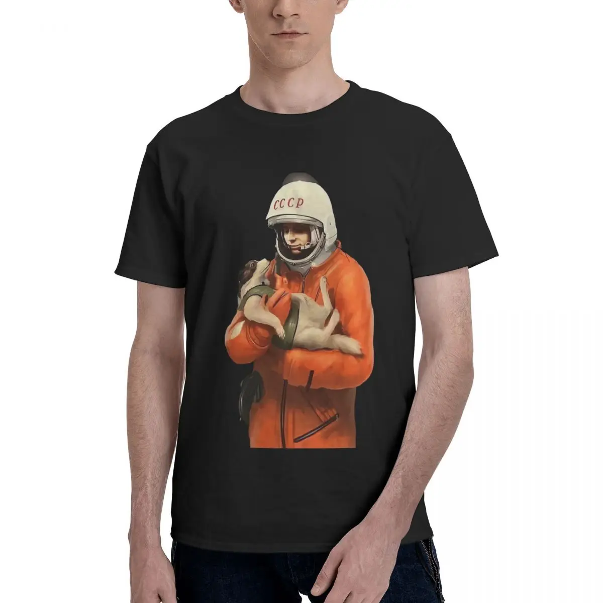 

Gagarin Laika Cccp, повседневные дышащие удобные мужские футболки из 100% хлопка, забавная рубашка