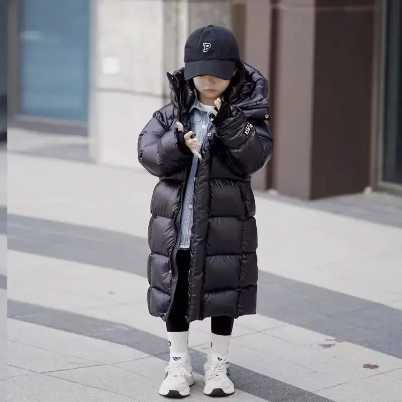 

New Kids Girls Winter Down Cotton Coat Korean Edition Children's Thickened Cotton Coat Baby Thickened Clothing Knee Length