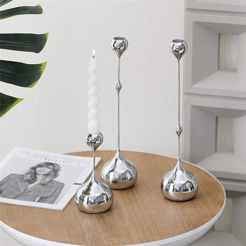 A69 support de chandelier en métal argenté, décoration de Table d'art romantique pour la salle à manger à la maison, accessoires de photographie de mariage