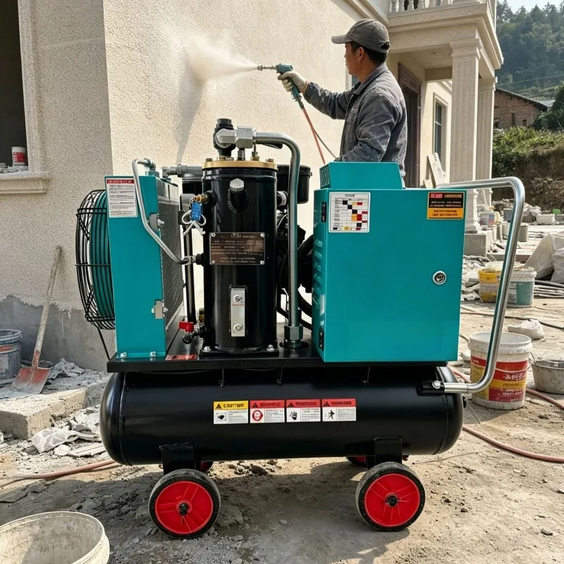 Mobile Screw Air Compressor Texture Paint Permanent Magnet Variable Frequency Integrated Compressor Sand Coating