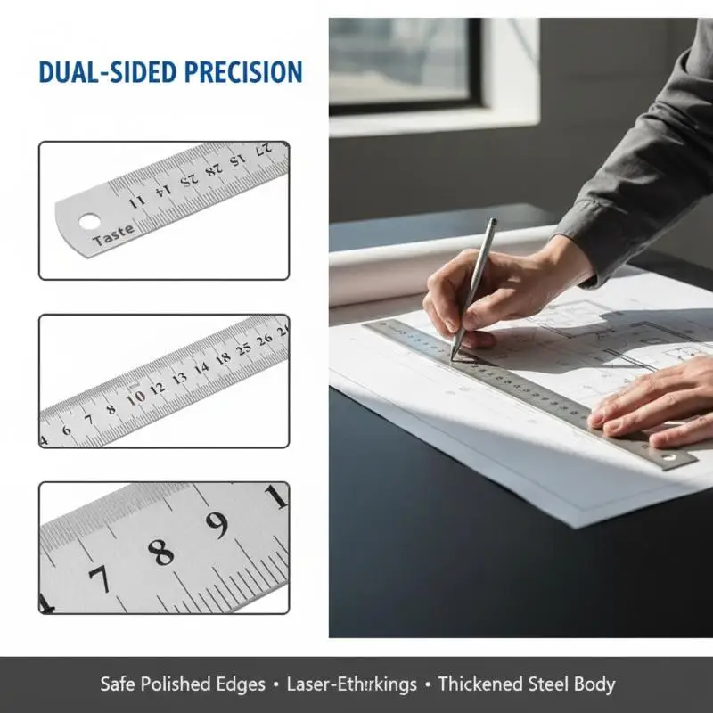 

15-100CM Zero Glare Satin Chrome Stainless Steel Machinist Engineer Ruler With Graduations In MM