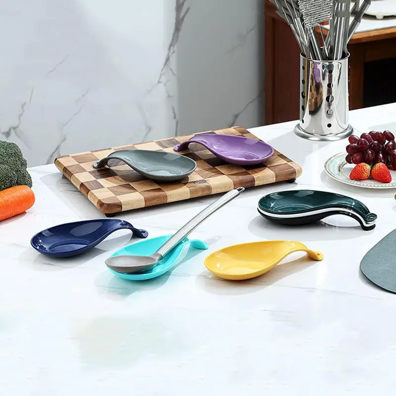 2Pcs Heat-Resistant Spoon Rest PP Spoon Pad Holder Cooking Spoon Rest Coffee Spoon Holder Dishwasher Safe Spoon Rest