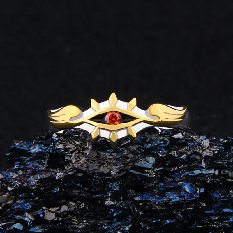 Anime C.C. Queen Opening Ring for Men Women Two Tone Metal Adjustable Royal Rings Fans Cosplay Jewelry Accessories Gift