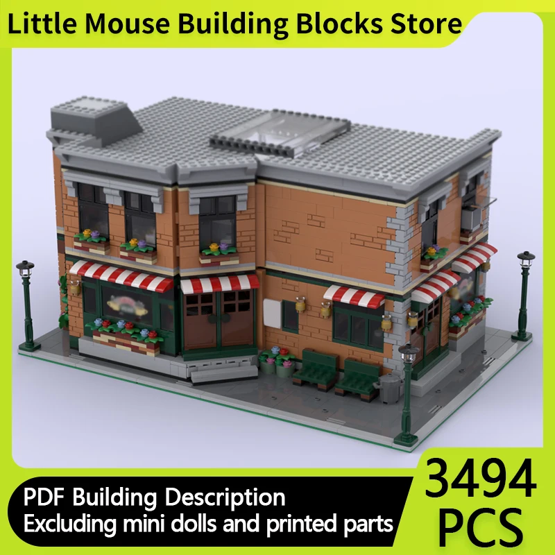 

Модель City Street View MOC, строительные кирпичи, популярный ТВ, драматическая сцена, модульные технологии, подарки, праздник, сборка, детские игрушки, костюм