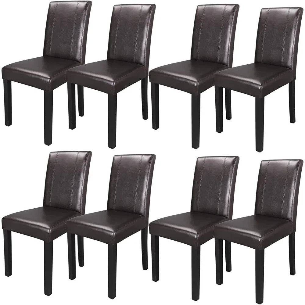 

Dining Chair Set of 8,PU Leather Chairs Modern Diner Chairs Armless Side Chair with Solid Wood Legs for Home Kitchen Living Room