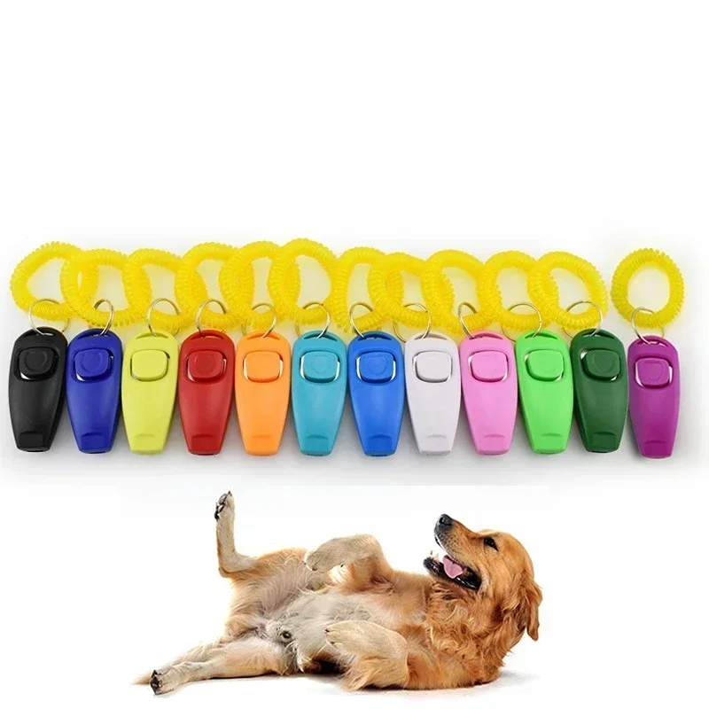 2 in1 Dog Pet Puppy Cat Training Clicker Whistle Click Trainer Obedience Black