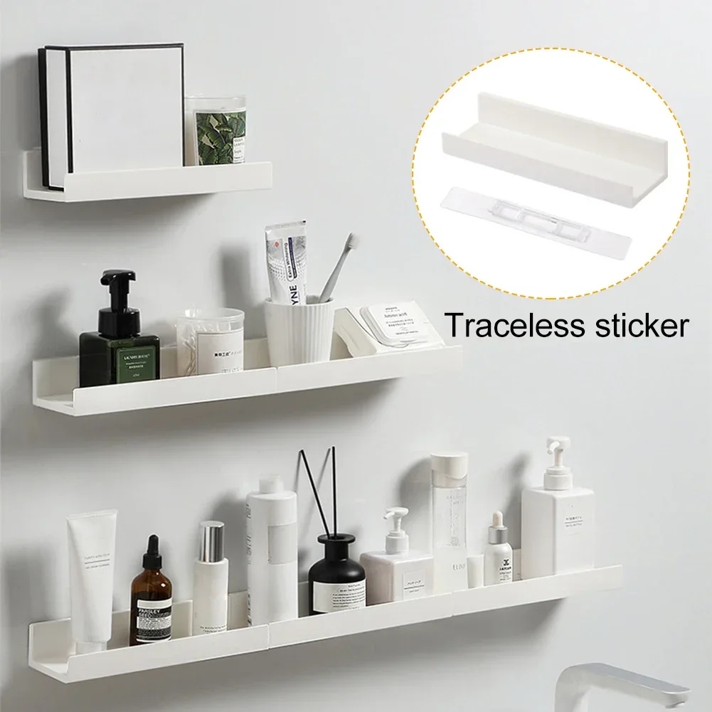 Bathroom Shelf No Drill Organizer Shower Storage Rack White Corner Shelves Wall Mounted ABS Toilet Shampoo Holder For Kitchen