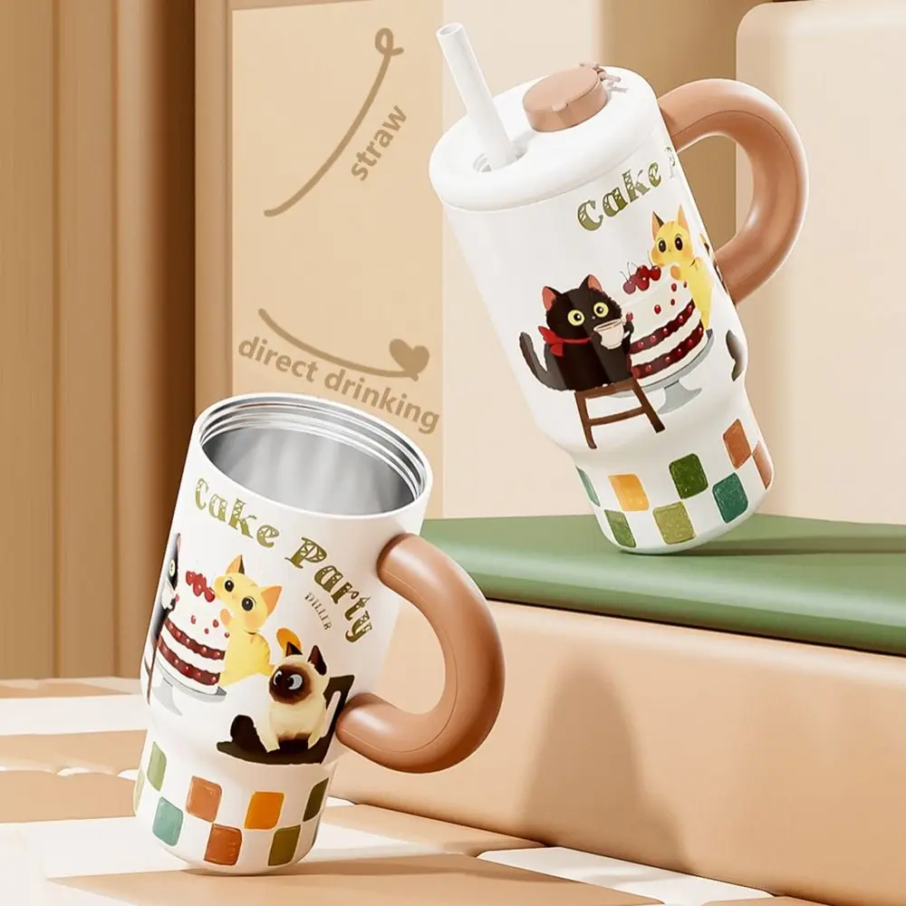 

Портативная соломенная вакуумная чашка 1000 мл, нержавеющая сталь 316, изолированная чашка большой емкости, герметичный холодный и горячий стакан для автомобиля