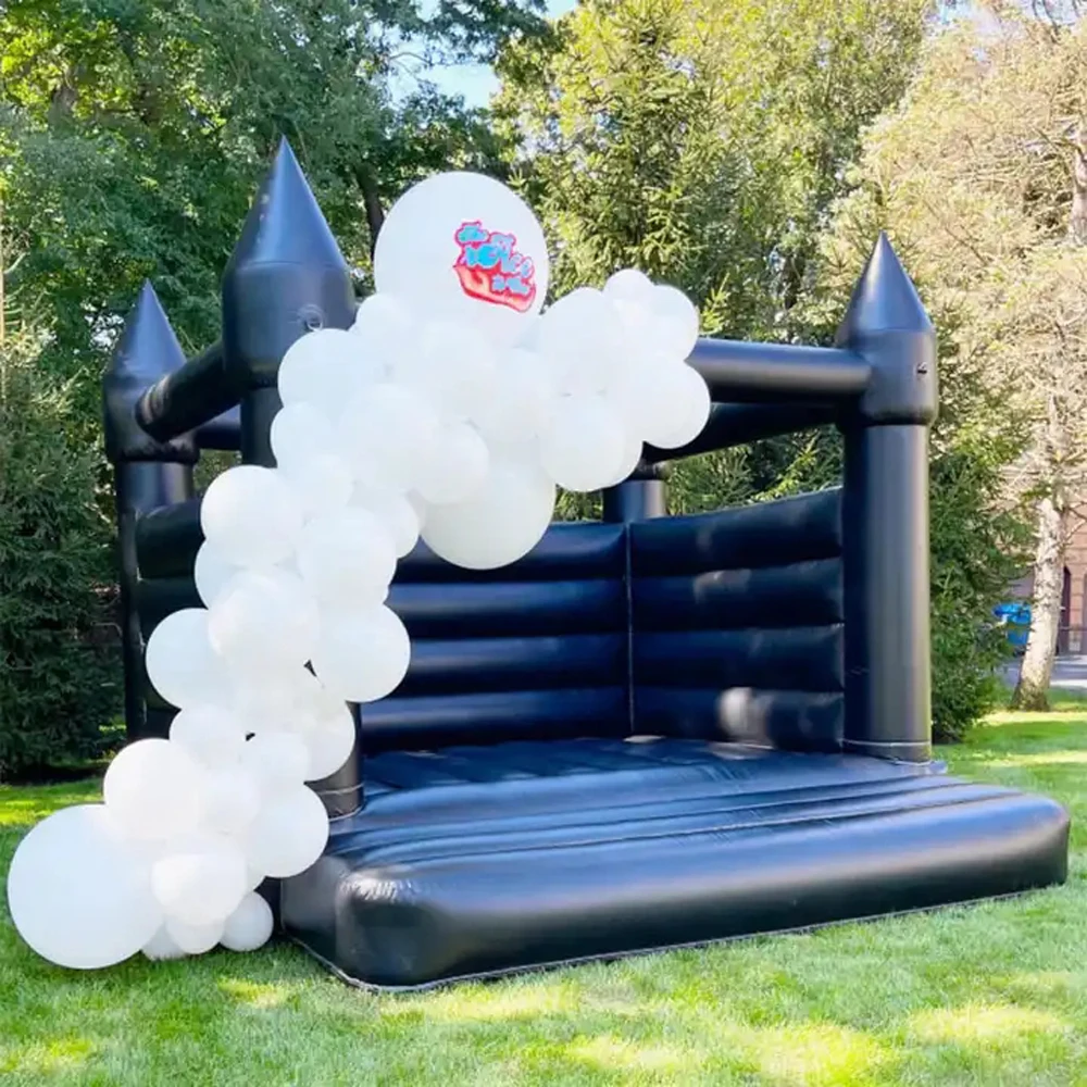 13ft Black Inflatable Bounce House Castle 100% PVC Jumper With Pool Large Bouncy House Wedding Bouncer For Kids Birthday Party