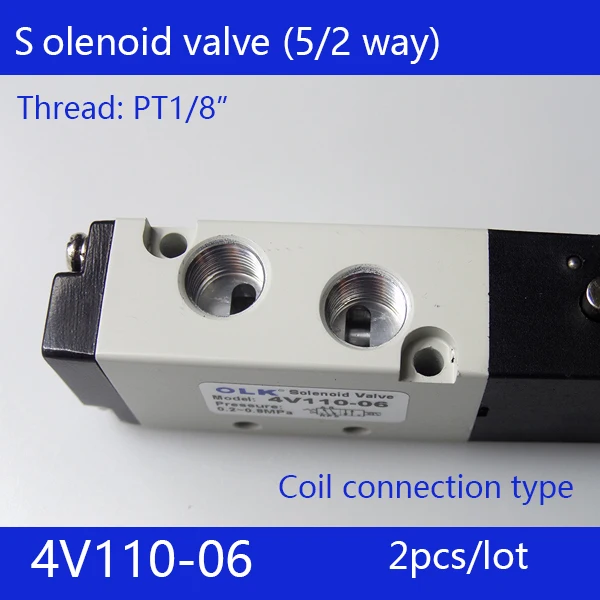 2pcs 4V110-06 Pneumatic Control Valve 2 Position 5 Port Air Solenoid Valves Terminal DC12v DC24v AC36v AC110v 220v 380v