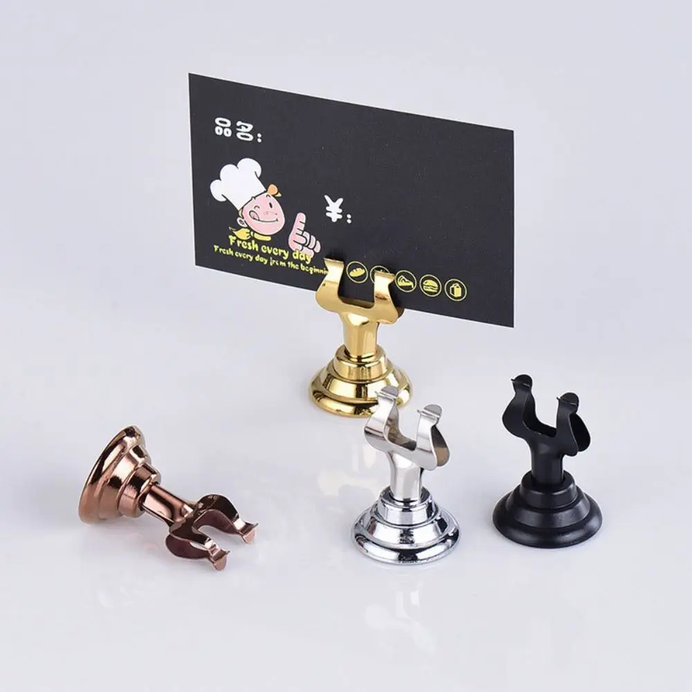Stainless Steel Name Card Holder Stable Base Multifunction Price Display Rack U Shape Name Card Display Stand Table Accessories