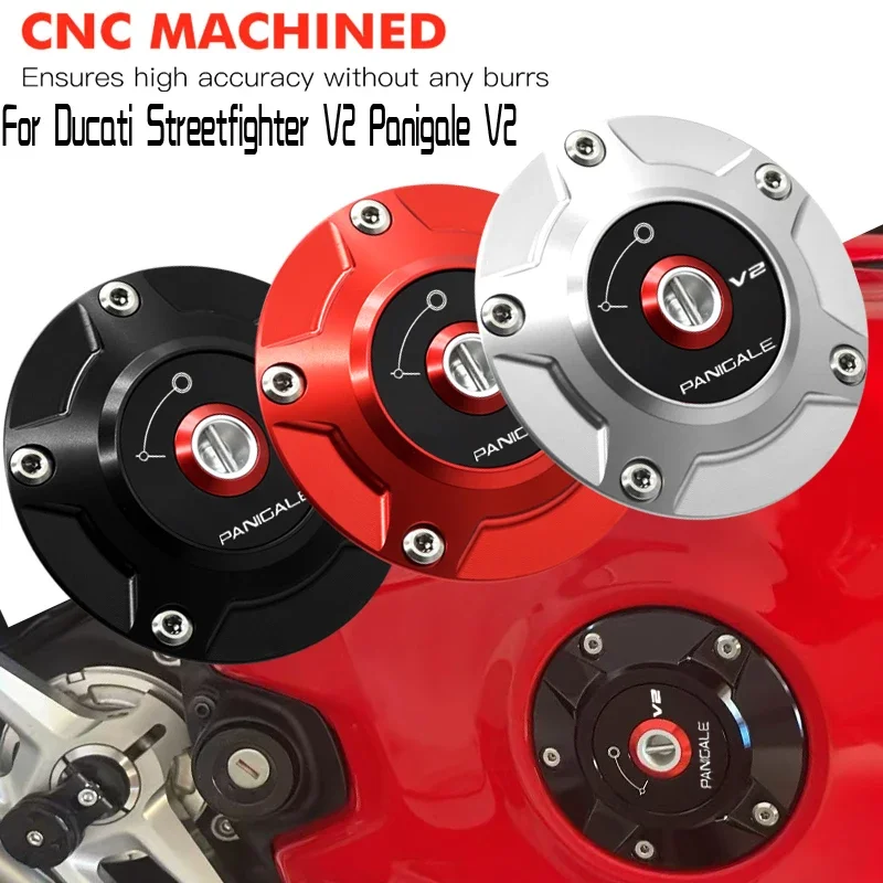 

For DUCATI Panigale V2 Streetfighter V2 Motorcycle Fuel Tank Cap Keyless Quick Release Oil Gas Tank Cover CNC Logo