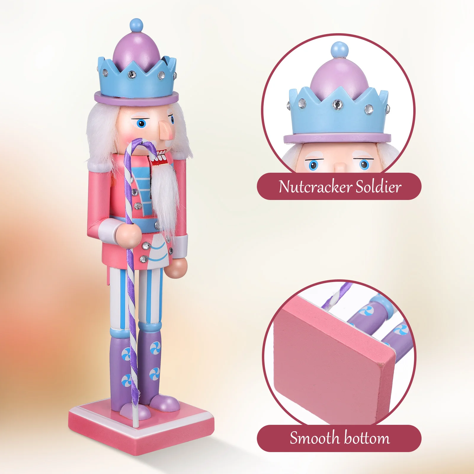 

Wooden Nutcracker Soldier Christmas Figure Decoration Ideal Present for Family Friends Desktop Shelf Table Centerpiece Decor