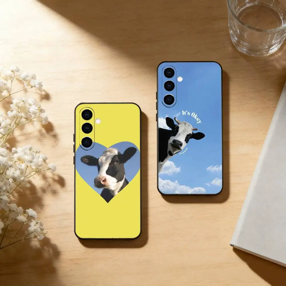 Funny cute cows Phone Case For Samsung Galaxy A73,A72,A71,A70,A53,A52,A51,Soft Silicone Black Cover