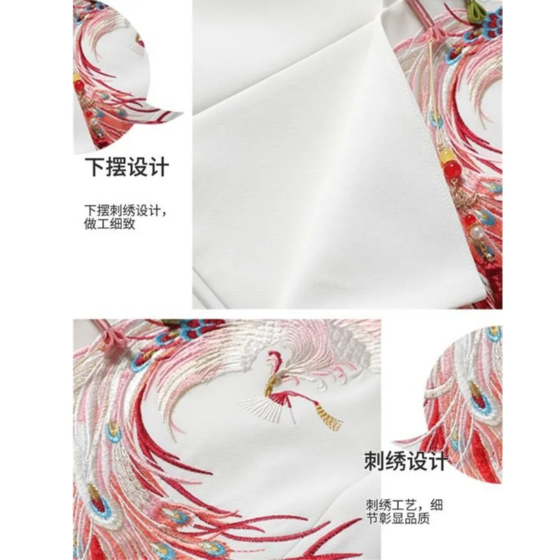 Temperament National Wind Vest Female Spring White Vest 2024 Heavy Industry Phoenix Embroidery Chinese-Style Waistcoat Female