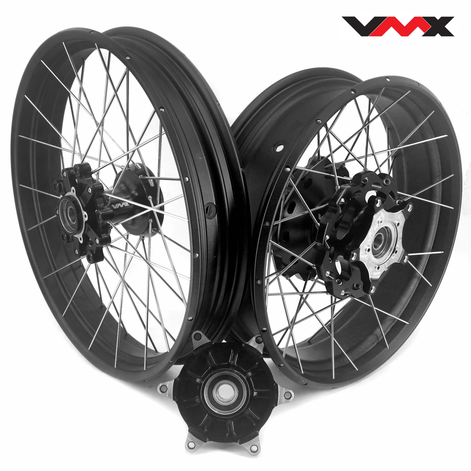 VMX Racing 2.5*19'' 4.25*17'' Tubeless Spoked Cush Wheels Rims Set for BMW G310GS 2016-2022 Black Hubs