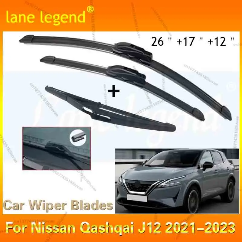 

For Nissan Qashqai J12 Wiper Blade Set 2021 2022 2023 12 Front Rear Windshield Brushes Windscreen Window Car Accessories Refill