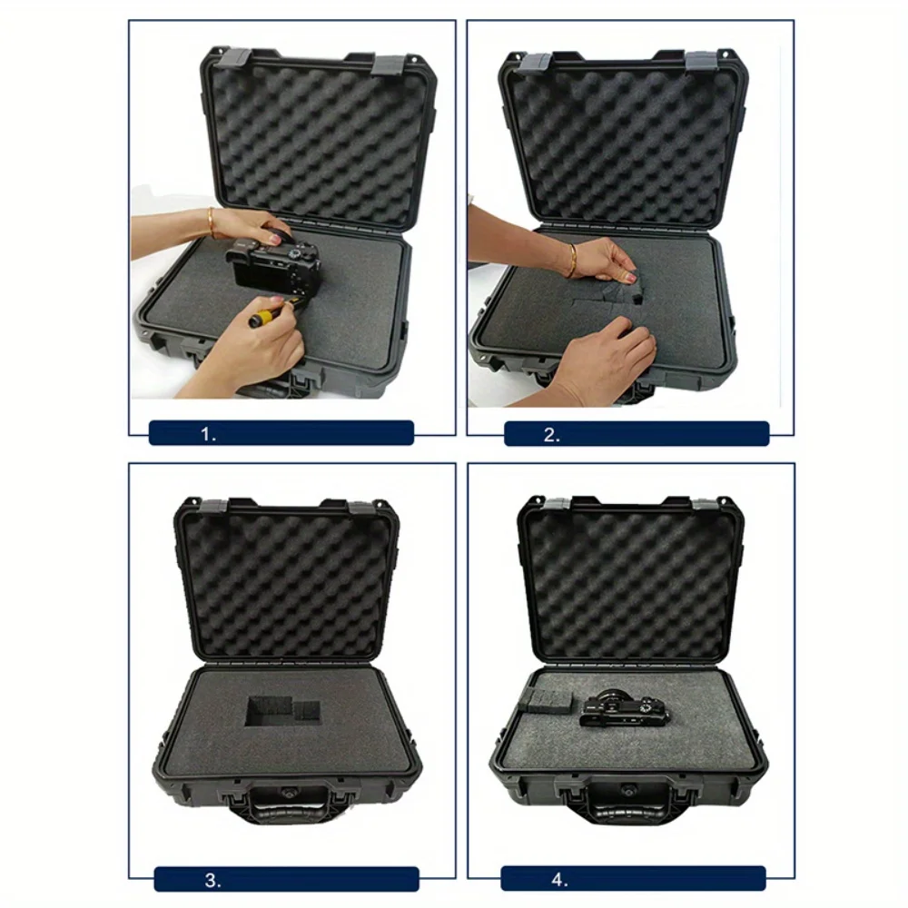 1pc Waterproof Hard Carry Case Bag Tool Case With Pre-cut Sponge Storage Box Safety Protector Organizer Hardware Toolbox Impact