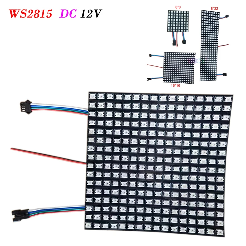 

5V 12V LED Pixel Matrix Panel Screen WS2815 WS2812 Digital Flexible Programmed Individually Addressable Full Color Display Board