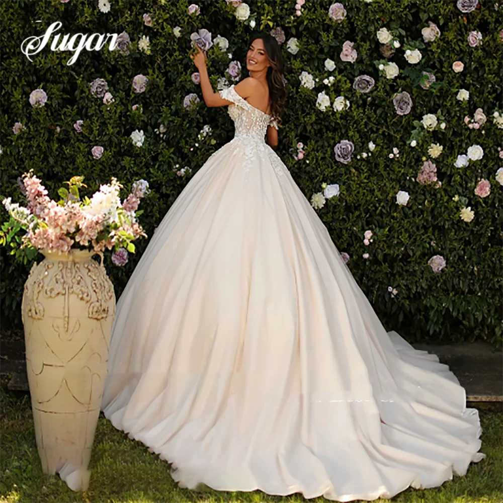 ألف خط قبالة الكتف فساتين الزفاف الحبيب عارية الذراعين زين فستان الزفاف ثوب زفاف طويل رداء دي ماري ﻿ تخصيص