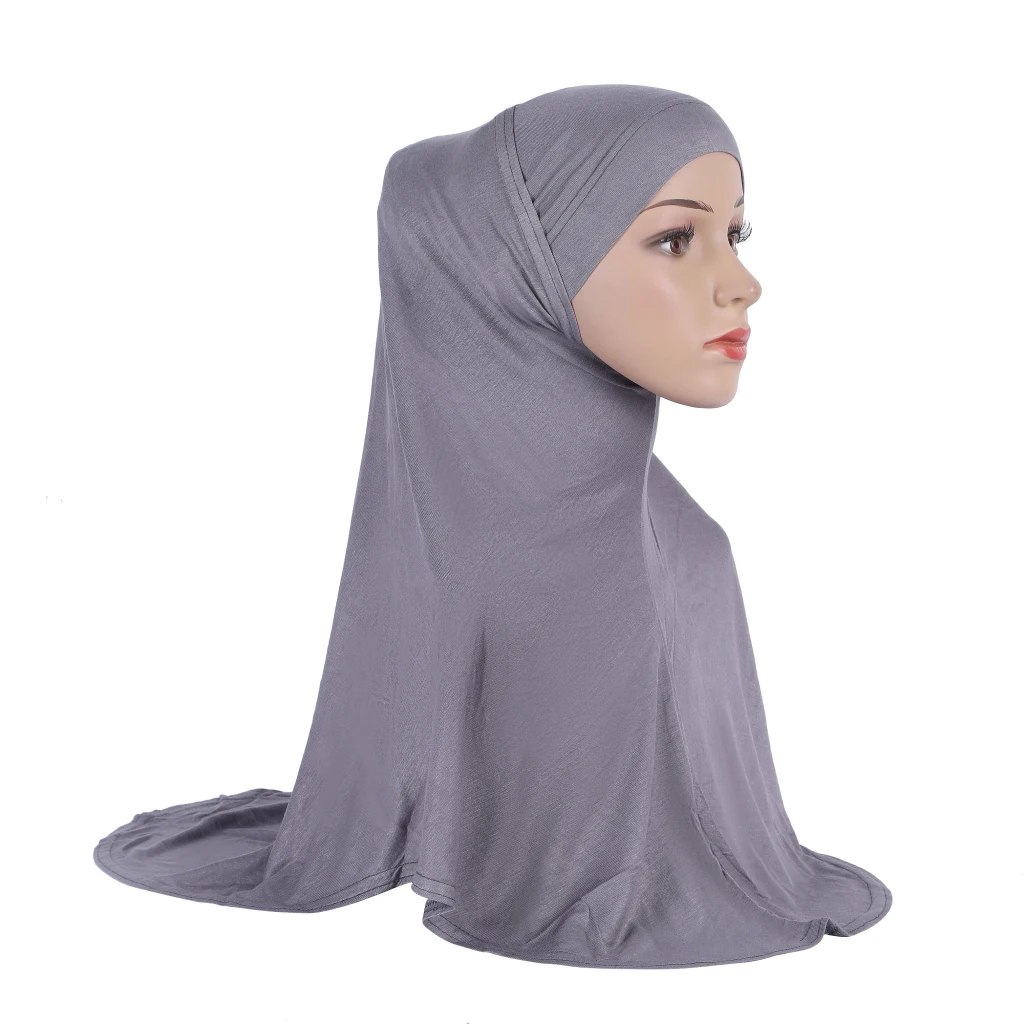 H037 Plain Modal Two pieces pray hijab outside hijabi with underscarf muslim scarf islamic headscarf hat armia pull on headwrap