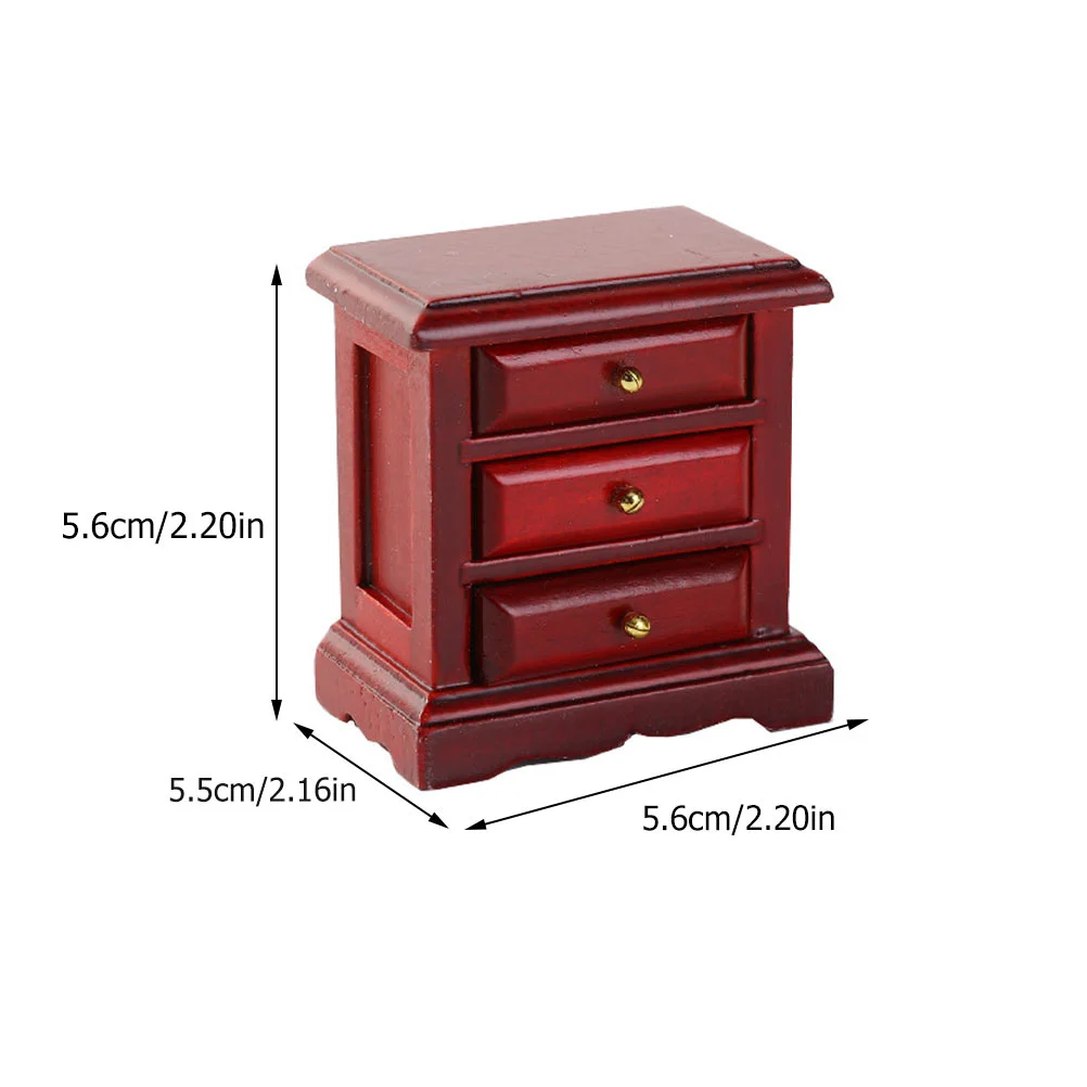 Dollhouse Chest of Drawers Mini Cabinet Furniture Night Stand Toy Micro Bedside Table Wooden