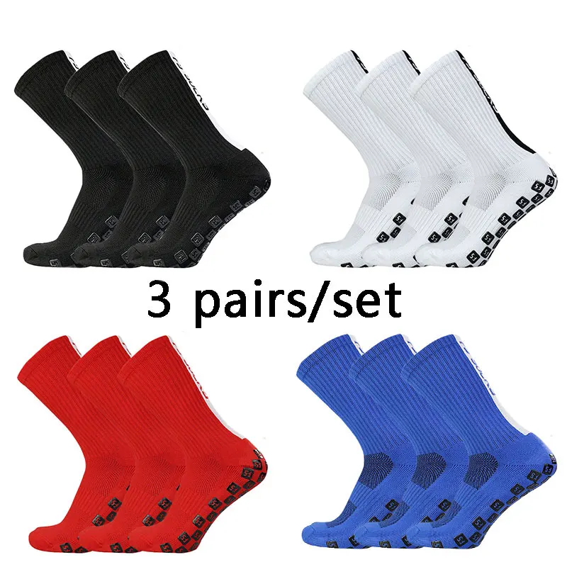 3 pairs FS Square Silicone Non slip FS Letter Football Socks Men Women Sports Grip Soccer Socks calcetines hombre futebol