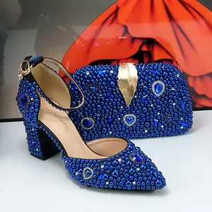 Royal Blue Crystal Bride Wedding shoes With Bag Thin Heels Party Dress Shoes Fashion High Heels Women s Sandal Heart handbag AliExpress