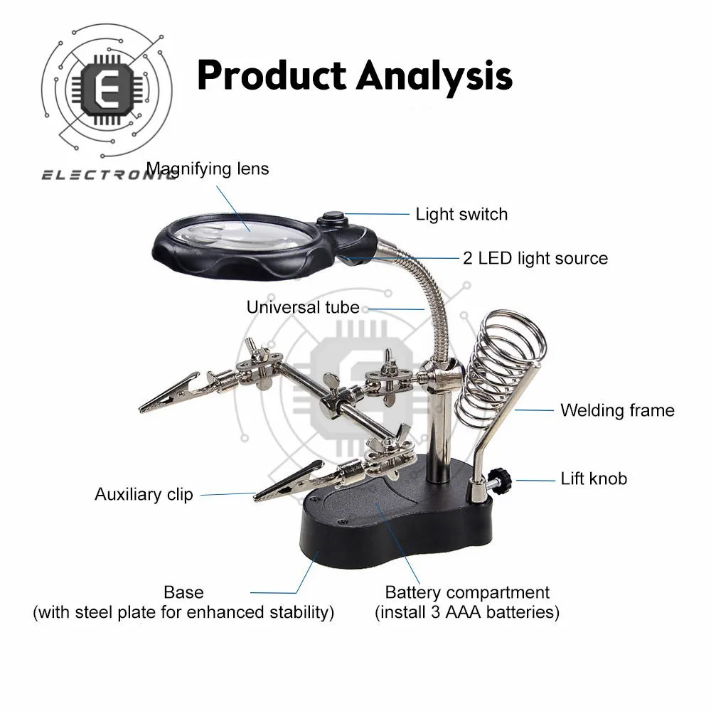 DIY Repair Magnifier Clamp Soldering Iron Stand Helping Hands