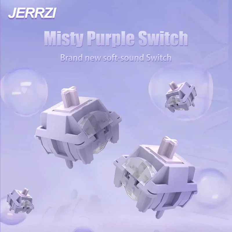 JERRZI Misty Purple Mute Switch Mute 37/45gf 5pin Mechanical Keyboard Switches Fine Lubrication Switch for Aula F75 Ajazz Ak820
