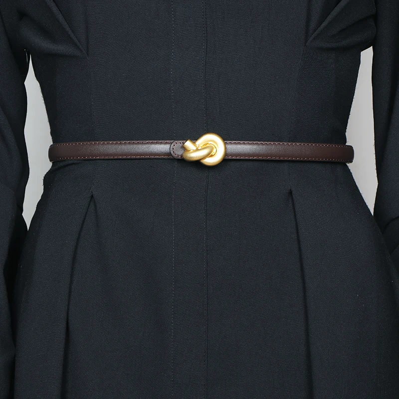 Neue Echtes Leder Frauen Mode Gürtel Hohe Qualität Metall Knoten Schnalle Bund Kummerbund Für Kleid Jeans – Detail 22