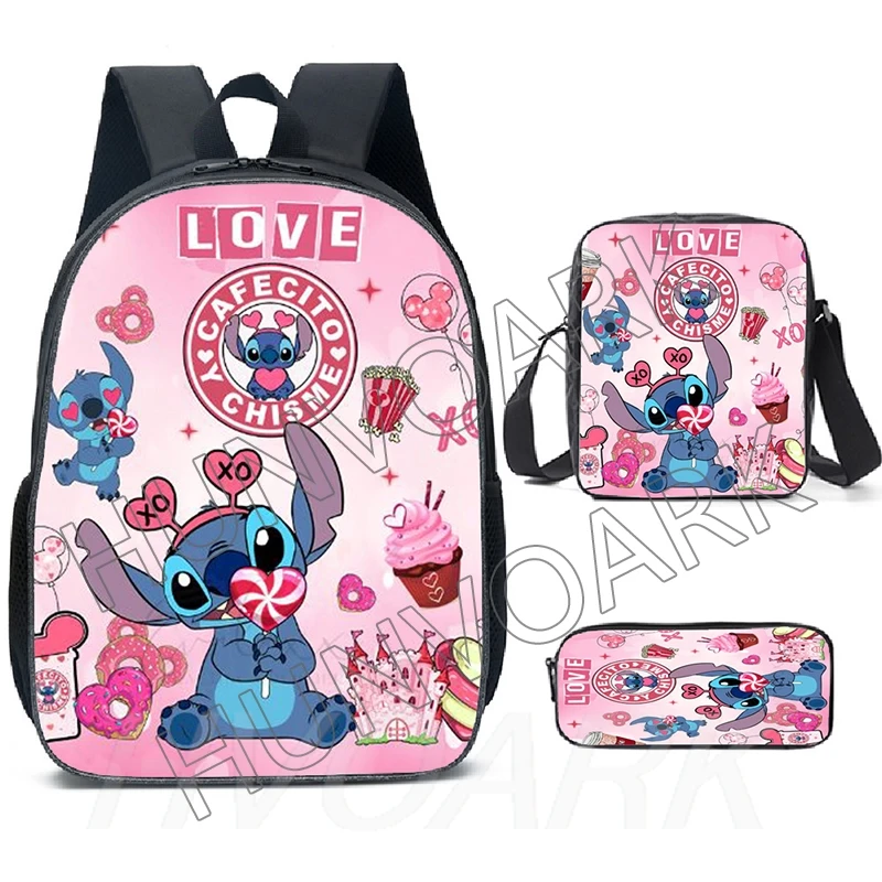 Sacos escolares do ponto dos desenhos animados das crianças, conjunto de bolsas primárias, mochila escolar impermeável, meninas e meninos adolescentes, 3pcs