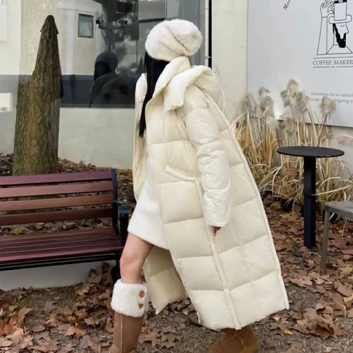 Chaqueta de plumón de ganso para mujer, parka holgada a prueba de viento, a la moda, invierno, 2024