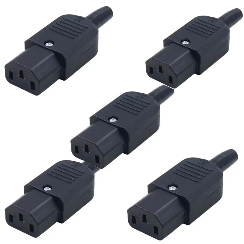 5PCS IEC 320 C13 Female C14 Male Plug Adapter 3pin Socket Power Cord Rewirable Connector