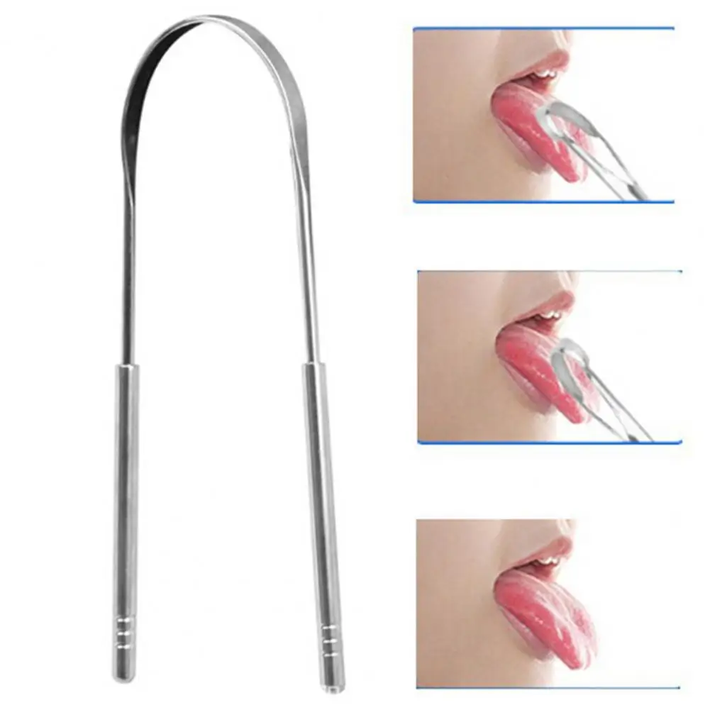 Maximum Scraping Tongue Scraper Stainless Steel Tongue Scraper with Anti-slip Handle Oral Care Tongue Cleaner Smooth Surface