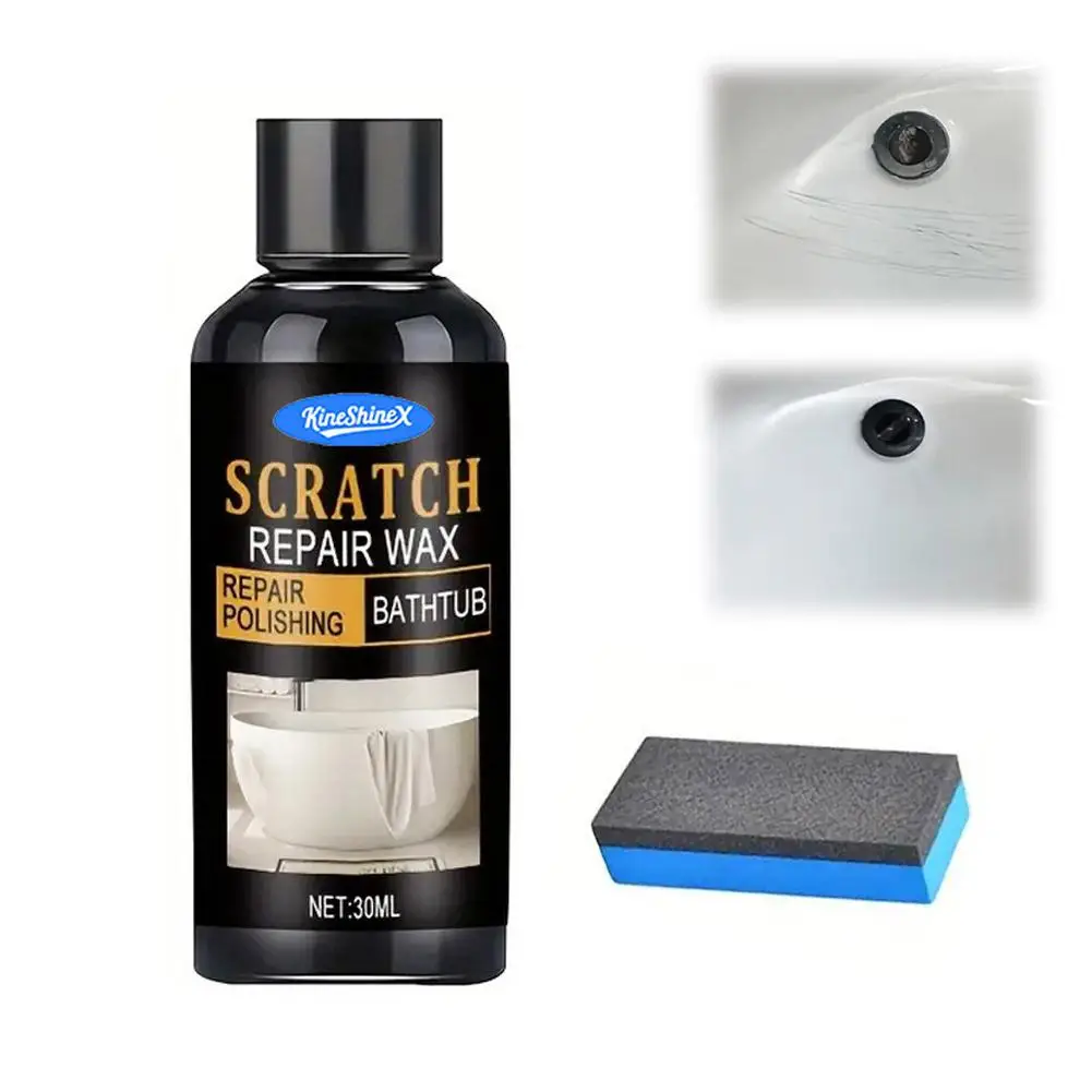 Bathroom Sink Scratch Repair Wax with Sponge Ceramic Acrylic Tub Polishing Paste Remove Light Scratches Restore Gloss