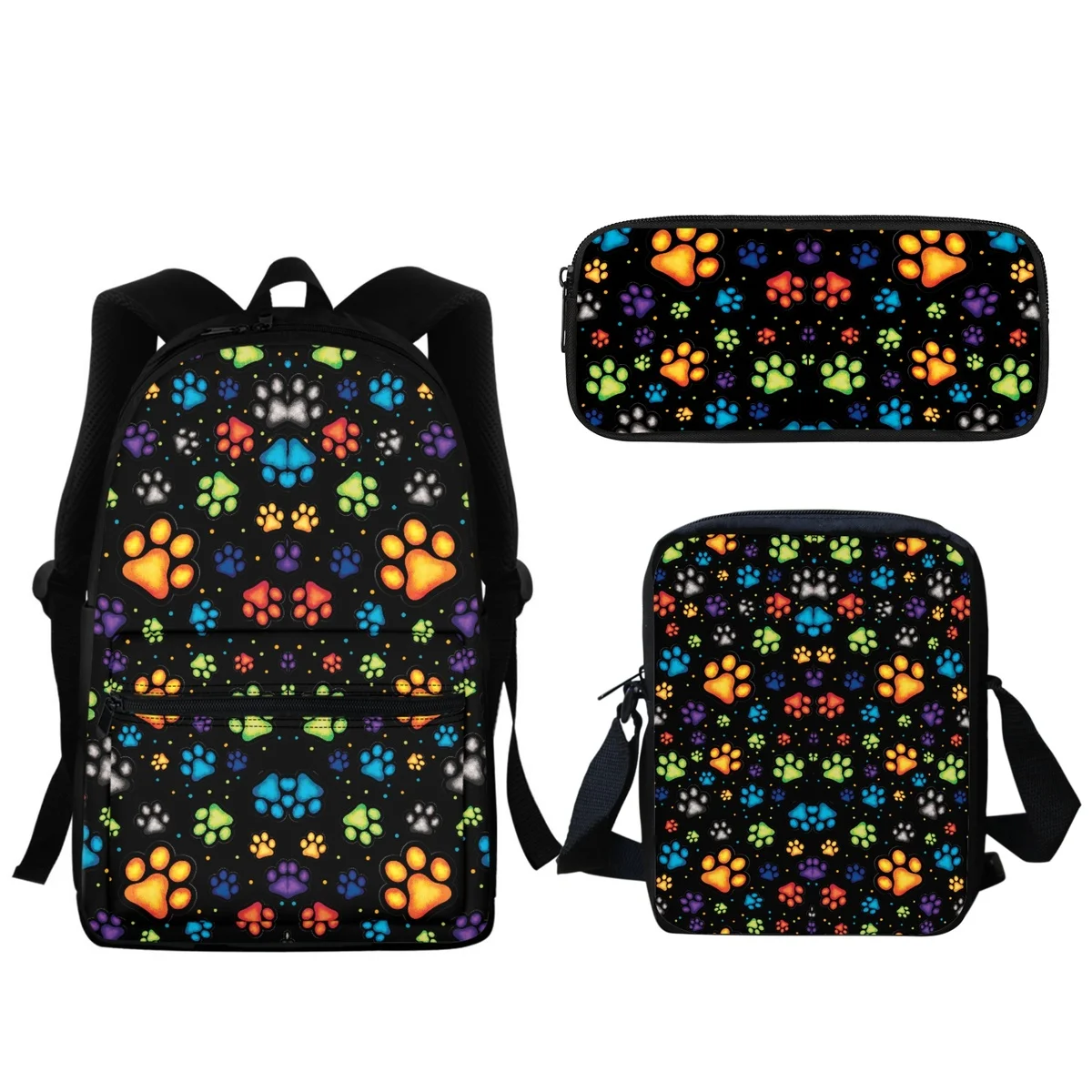 Cute Dog Paw Print Zipper Secondary School Bags Back to School Gift Casual Large Capacity Kids Backpack Lunch Totes Travle Bags